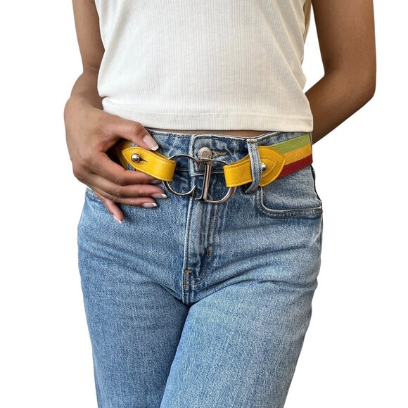 Christian Dior Vintage 2004 CD Logo Rasta Mania Belt Multicolor Silver [105714] - Picture 1 of 13